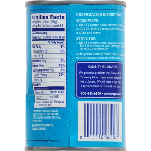 Kroger Vegetarian Refried Beans 16 oz