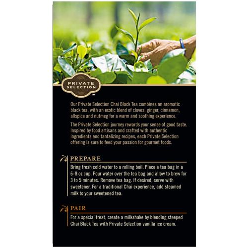 Private Selection Chai Black Tea Wire Free Teabags with Foil Envelope 20 ct