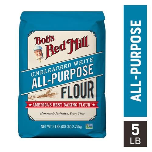 Bobs Red Mill Unbleached All Purpose Flour, 5Lb (Pack Of 1) - Organic, Vegan, Kosher