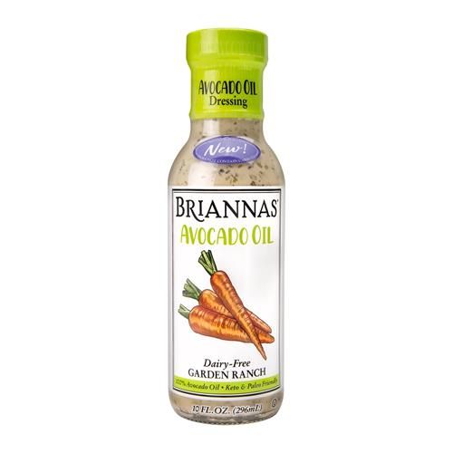 Briannas - Avocado Oil Dairy-Free Garden Ranch Dressing - Nutrient Rich, No Sugar, Keto Friendly Salad Dressing Made With 100% Avocado Oil - 10 Oz. Bottle
