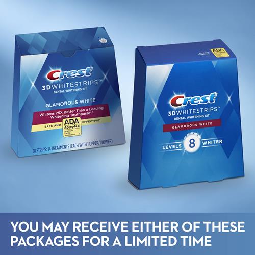 Crest 3D White Luxe Whitestrip Teeth Whitening Kit, Glamorous White, 14 Treatments( Each With 1 Upper/ 1 Lower), 28 Strips