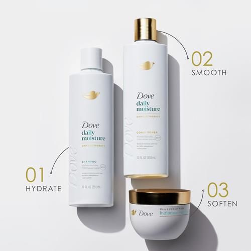 Dove Damage Therapy Shampoo Daily Moisture For Dry Hair With Bio-Protein Care Technology And Hyaluronic Serum 12 Fl Oz