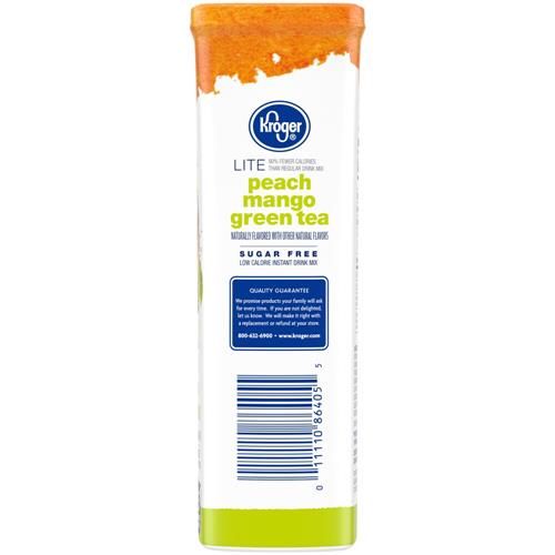 Kroger Lite Zero Sugar Peach Mango Green Tea Drink Mix Packets 5 packets