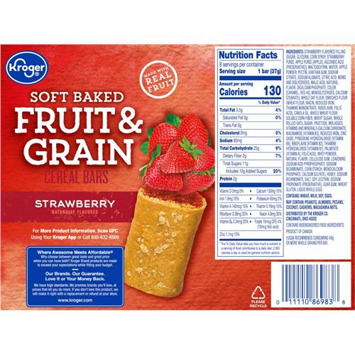 Kroger Fruit & Grain Strawberry Cereal Bars 8 ct / 1.3 oz