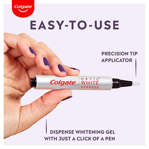 Colgate Optic White Express Teeth Whitening Pen With 35 Treatments, Enamel Safe, Designed For No Tooth Sensitivity, 0.08 Oz