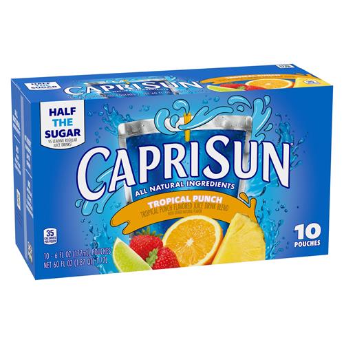 Capri Sun Tropical Punch Flavored With Other Natural Flavor Juice Drink Blend, 10 Ct Box, 6 Fl Oz Pouches