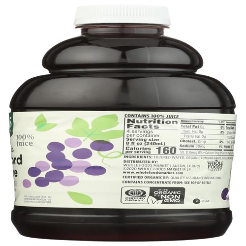 Whole Foods Market, Organic 100% Juice, Concord Grape, 32 Fl Oz
