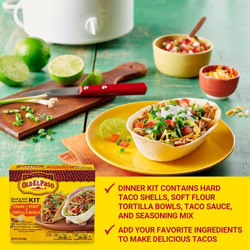 Old El Paso Stand N Stuff Shells And Tortilla Bowls, Hard & Soft Taco Dinner Kit, 9.4 Oz.