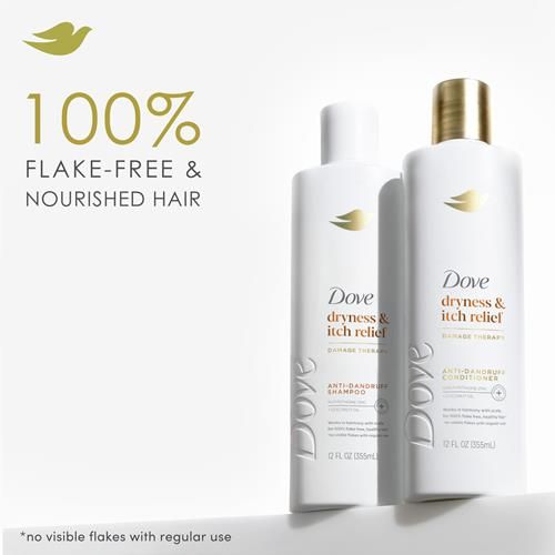 Dove Damage Therapy Derma Shampoo Dryness + Itch For Flaky Scalp With Pyrithione Zinc And Coconut Oil 12 Fl Oz
