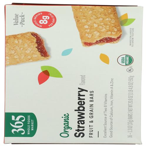 Whole Foods Market Organic Strawberry Fruit And Grain Bars, 20.8 Ounce, 16 Count
