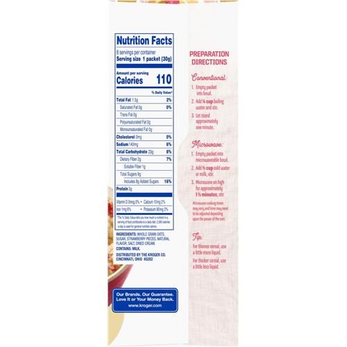 Kroger Strawberries & Cream Instant Oatmeal 8 ct