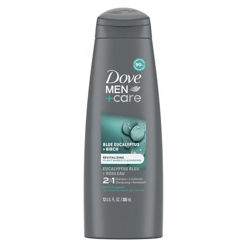 Dove Men + Care 2 In 1 Shampoo & Conditioner Eucalyptus & Birch For Healthy-Looking Hair Naturally Derived Plant Based Cleansers 12 Oz