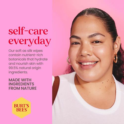 Burts Bees, Rose Water Face Wipes, For All Skin Types, Hydrating Micellar Makeup Remover & Facial Cleansing Towelettes, 30 Count (1 Pack)
