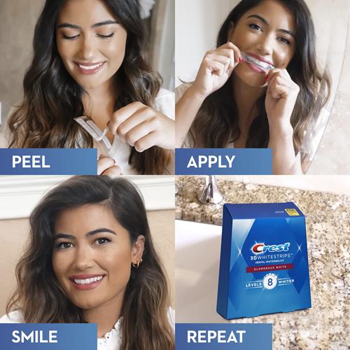 Crest 3D White Luxe Whitestrip Teeth Whitening Kit, Glamorous White, 14 Treatments( Each With 1 Upper/ 1 Lower), 28 Strips
