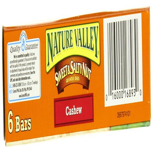 Nature Valley Granola Bars, Sweet And Salty Nut, Cashew, 6 Bars, 7.2 Oz